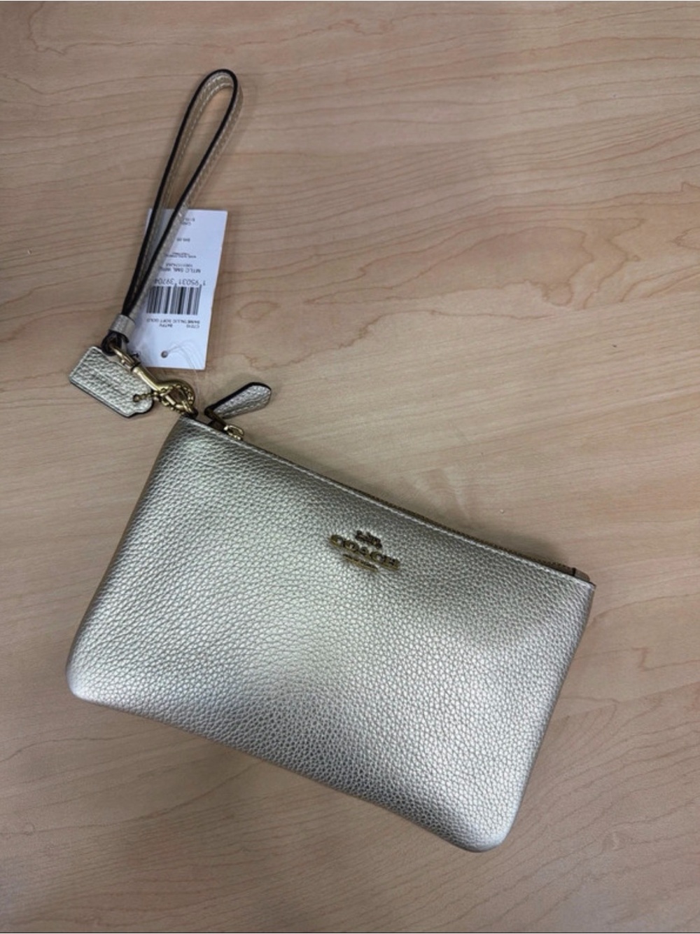 Coach Metallic Gold Leather Wristlet Clutch